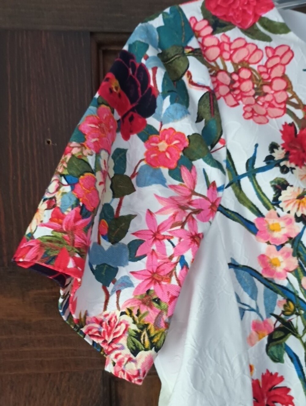 Adrianna Papell White Floral Sheath Lined Dress with Multicolor Blooms - Picture 3 of 8